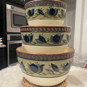 3pc Mikasa Arabella KT430 Nesting Mixing Bowls full 3 pc Set dis collection